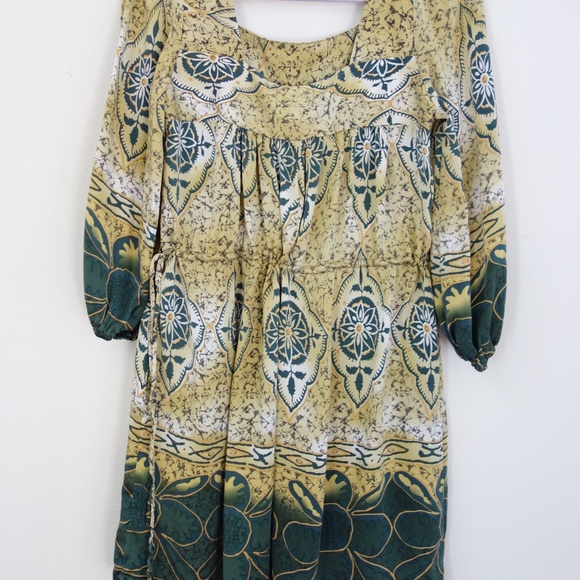 Silk Batik Midi Dress,  Boho Midi - Picture 9 of 11